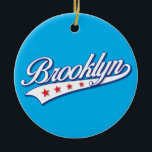 Elegantes Blue Color Brooklyn Swoosh Logo Design Keramik Ornament<br><div class="desc">Elegantes White Brooklyn Swoosh Logo Design</div>