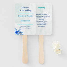 Elegantes Blue Custom Wedding Programm Fächer