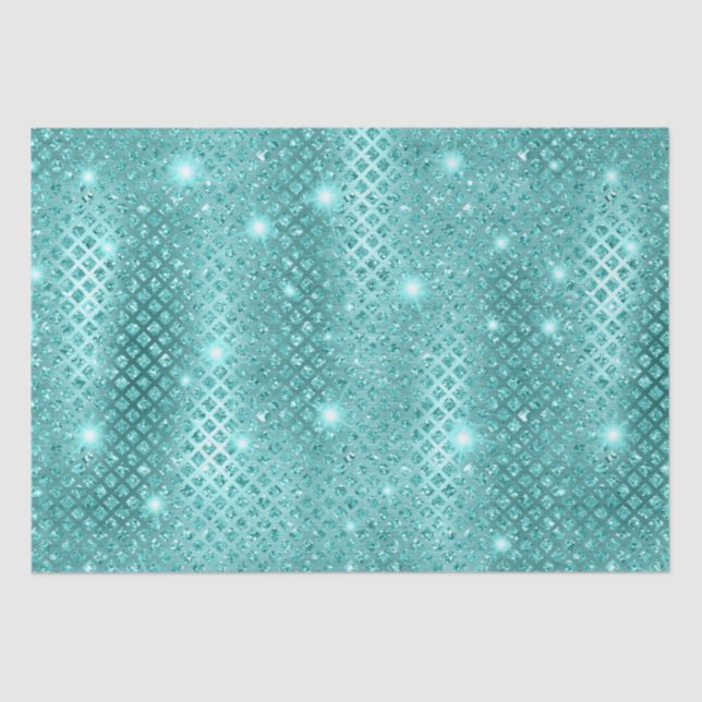 Elegantes Blue Diamonds Metallic Glitzer Pattern Seidenpapier (Vorderseite)