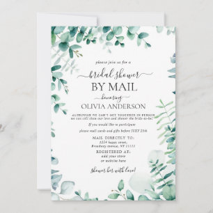 Elegantes Blue Eucalyptus Brautparty per Mail Einladung