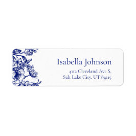 Elegantes Blue Floral Botanical Return Address Lab