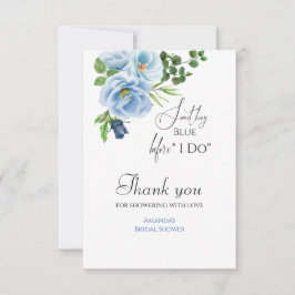 Elegantes Blue Floral Brautparty Dankeskarte