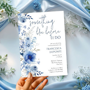 Elegantes Blue Floral Brautparty Einladung