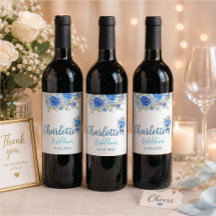 Elegantes Blue Floral Brautparty Food & Beverage