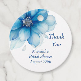Elegantes Blue Floral Brautparty Geschenkanhänger