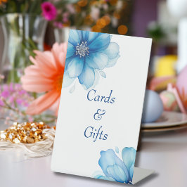 Elegantes Blue Floral Brautparty Karten und Gesche Sockelschild