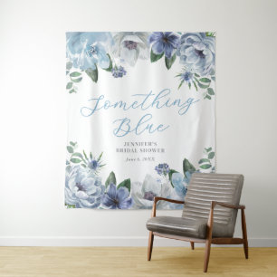 Elegantes Blue Floral Brautparty Party Wandteppich