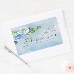 Elegantes Blue Floral Brautparty Rechteckiger Aufkleber