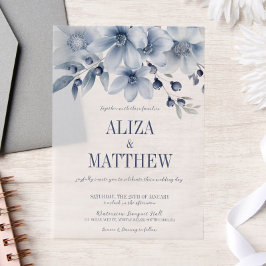 Elegantes Blue Floral Overlay Hochzeit