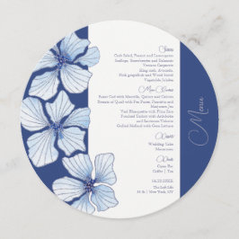 Elegantes Blue Flowers Wedding Circle Menü Menükarte