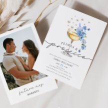 Elegantes Blue Foto Pearls & Prosecco Brautparty