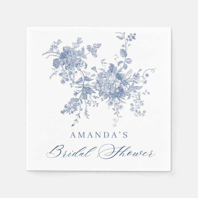Elegantes Blue French Garden Brautparty Serviette (Vorderseite)