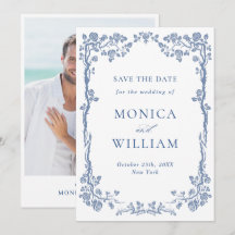 Elegantes Blue French Garden Floral Wedding Foto