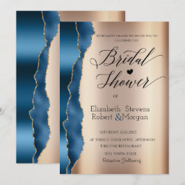 Elegantes Blue Glitzer Script-Brautparty Einladung