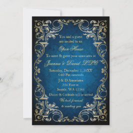 Elegantes Blue Gold Business Corporate Party Einladung