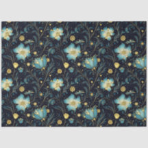 Elegantes Blue & Gold Floral Weihnachtsdekoupage