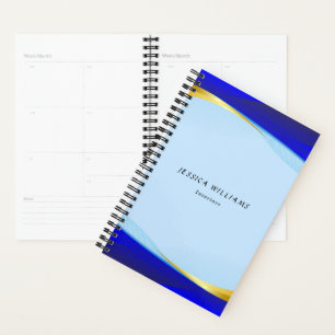 Elegantes Blue Gold Luxury Designer Logo Business Planer
