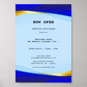 Elegantes Blue Gold Luxury Designer Logo Poster