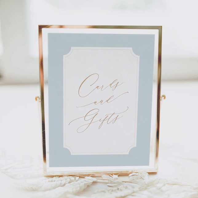 Elegantes Blue Gold Script Cards und Geschenke-Zei Poster (Von Creator hochgeladen)