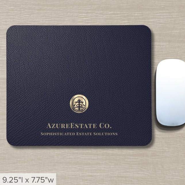 Elegantes Blue Gold Siegel Logo Mousepad (Von Creator hochgeladen)