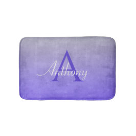 Elegantes Blue Gray rustikales Abstraktes Monogram Badematte