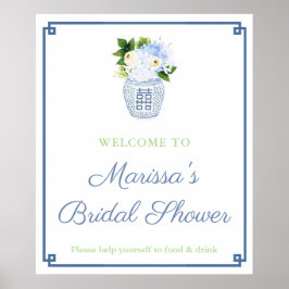 Elegantes Blue Green Ginger Jar Shower Party Poster