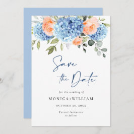 Elegantes Blue Hydrangea Blush Rose Blumenhochzeit Save The Date