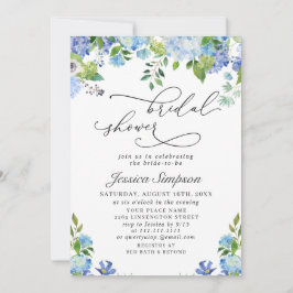 Elegantes Blue Hydrangea Brautparty Einladung