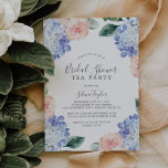 Elegantes Blue Hydrangea Brautparty Tea Party Einladung<br><div class="desc">Diese elegante,  blaue Hydrangea Brautparty Tee-Party Einladung eignet sich hervorragend für einen Frühling- oder Sommeraufenthalt. Das klassische Blumendesign besticht durch die weiche,  pulverblaue Hydrangeas mit neutralen,  rosa Blume und grünen Blätter.</div>