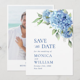 Elegantes Blue Hydrangea Floral Wedding Foto Save The Date