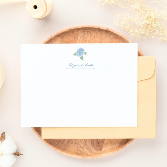 Elegantes Blue Hydrangea Wasserfarbe Personalisier Mitteilungskarte (Von Creator hochgeladen)