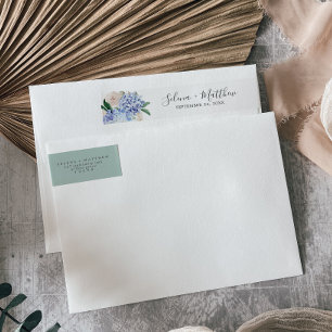Elegantes Blue Hydrangea Wedding Wrap Around Label