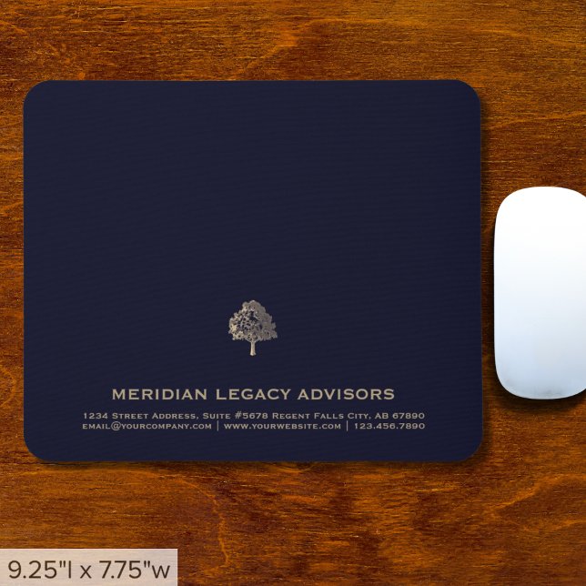 Elegantes Blue Luxury Gold Tree Logo Mousepad (Von Creator hochgeladen)
