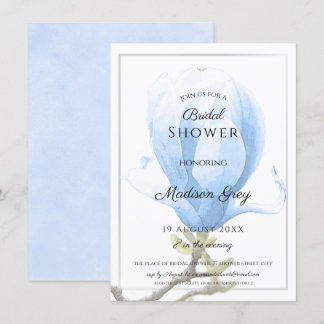 Elegantes Blue Magnolia Brautparty Einladung
