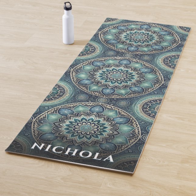 Elegantes Blue Mandala Muster Personalisiert Yogamatte (Beispiel)