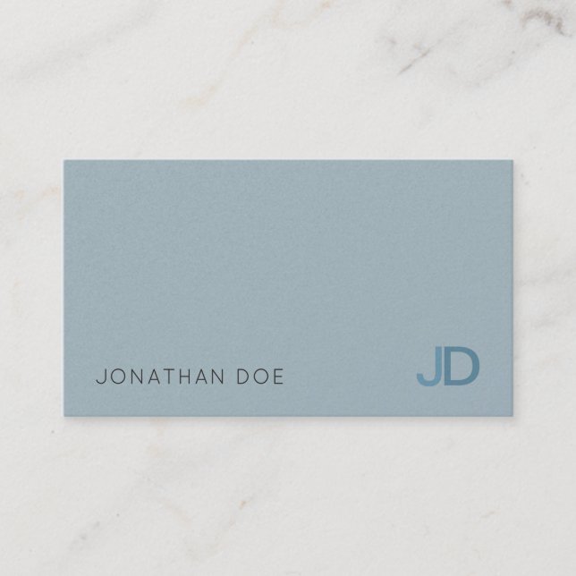 Elegantes Blue Modern Monogram Luxury Pearl Finish Visitenkarte (Vorderseite)