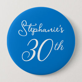 Elegantes Blue Monogram 30. Geburtstags-Party Button