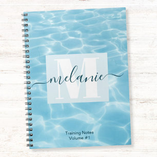 Elegantes Blue Monogram Swimming Training Notizblock