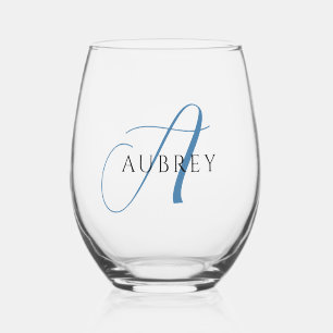 Elegantes Blue Monogram Trinkbehälter Set Weinglas Ohne Stiel
