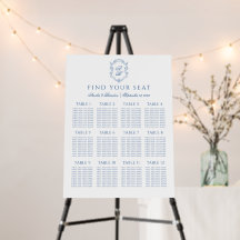 Elegantes Blue Monogram Wappen Wedding Seating Cha
