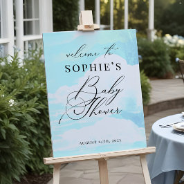 Elegantes Blue On Cloud 9 Baby Dusche Begrüßungsze Poster