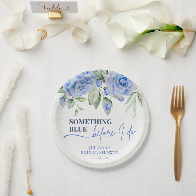 Elegantes Blue Party Paper Plate Pappteller (Hochzeit)
