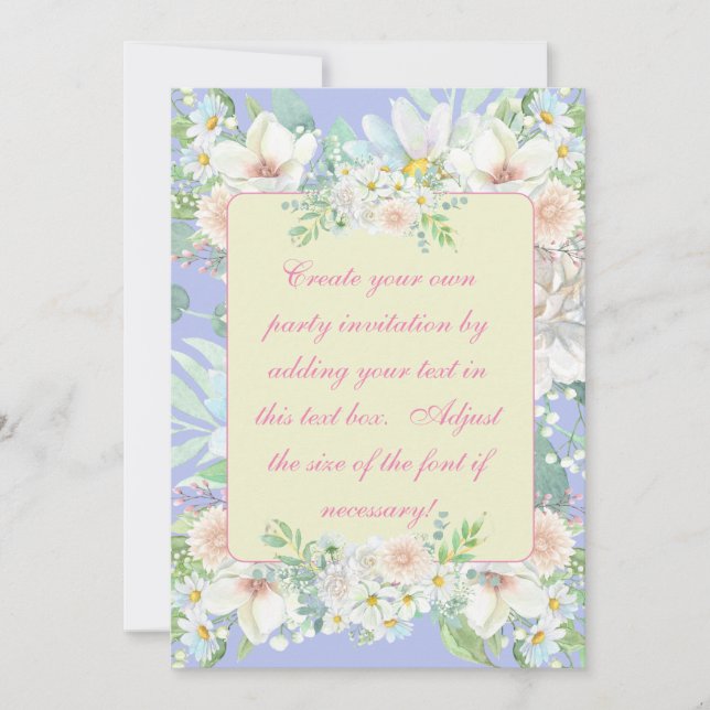Elegantes Blue Pastel Floral Garden Party Einladung (Vorderseite)