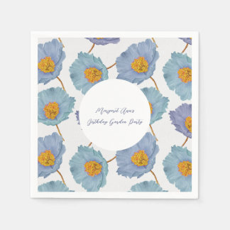 Elegantes Blue Poppy Birthday Garden Party Serviette