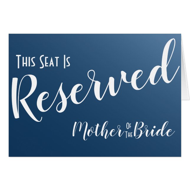 Elegantes Blue Reservierungszeichen für Seat Weddi (Vorderseite (Horizontal))