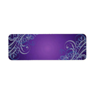 Elegantes Blue Scroll Lila Blank Address Label