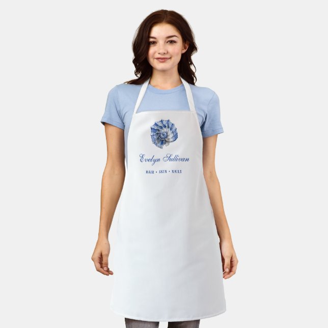 Elegantes Blue Seashell Logo Schürze (Getragen)