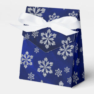 Elegantes Blue Silver Snowflake Personalisiert Geschenkschachtel