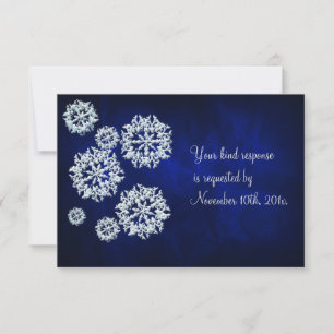 Elegantes Blue Snowflake Winter Wedding UAWG RSVP Karte