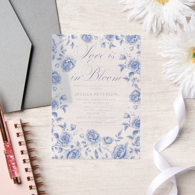 Elegantes Blue Toile Chinoiserie Brautparty (Hochzeit)